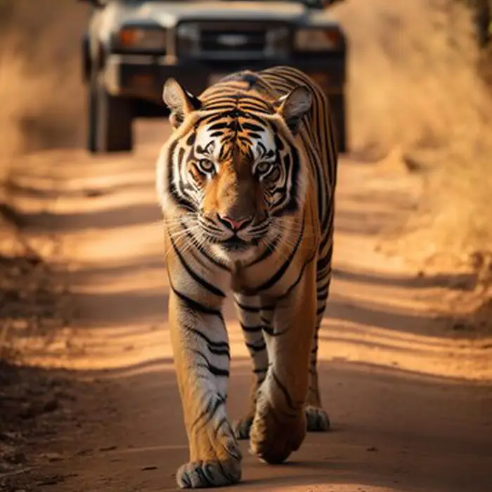 lion walking in forest