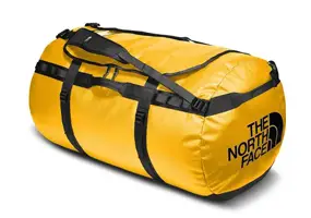 Yellow Duffle bag with white background